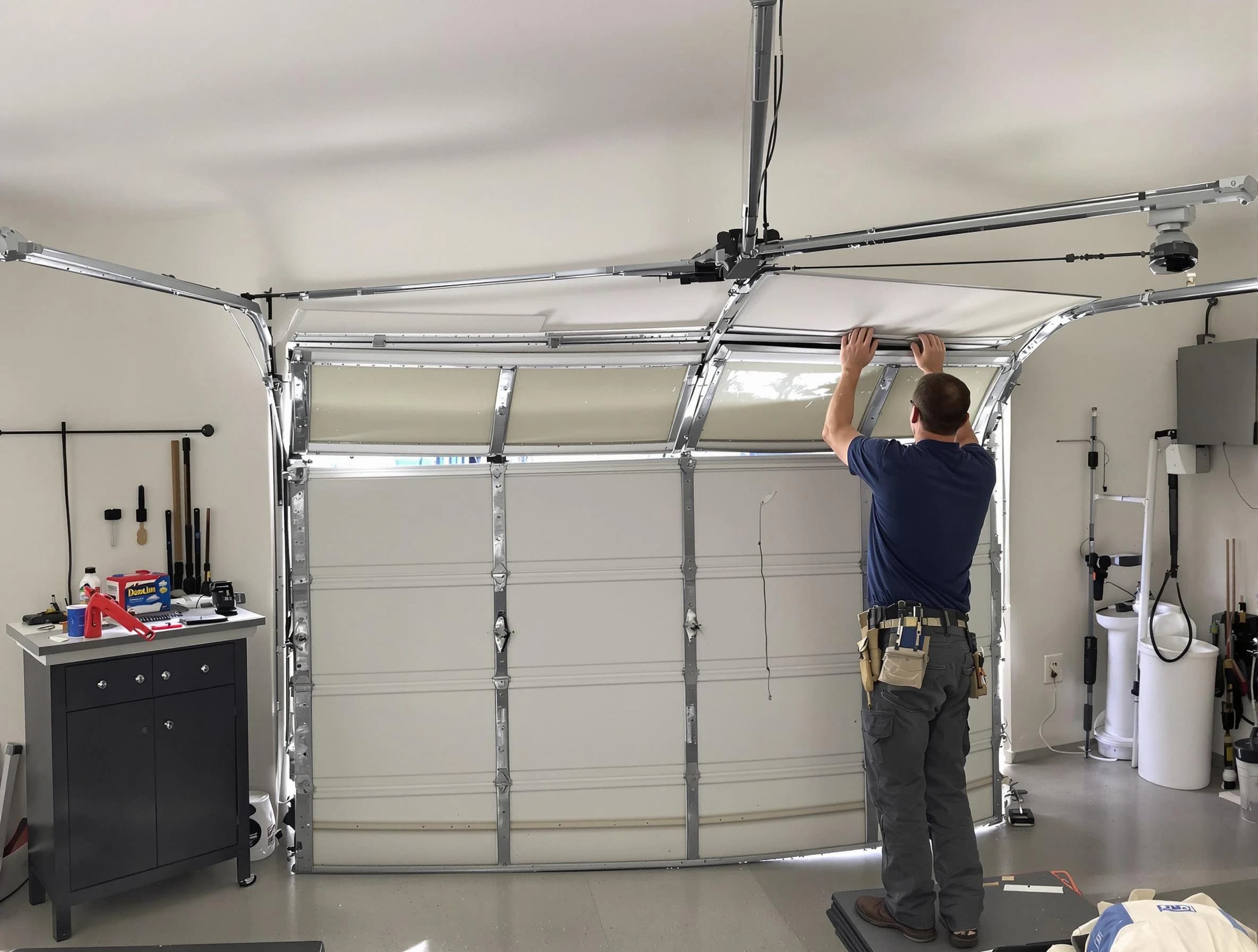 Homewood Garage Door Repair specialist performing precise section replacement on Homewood garage door