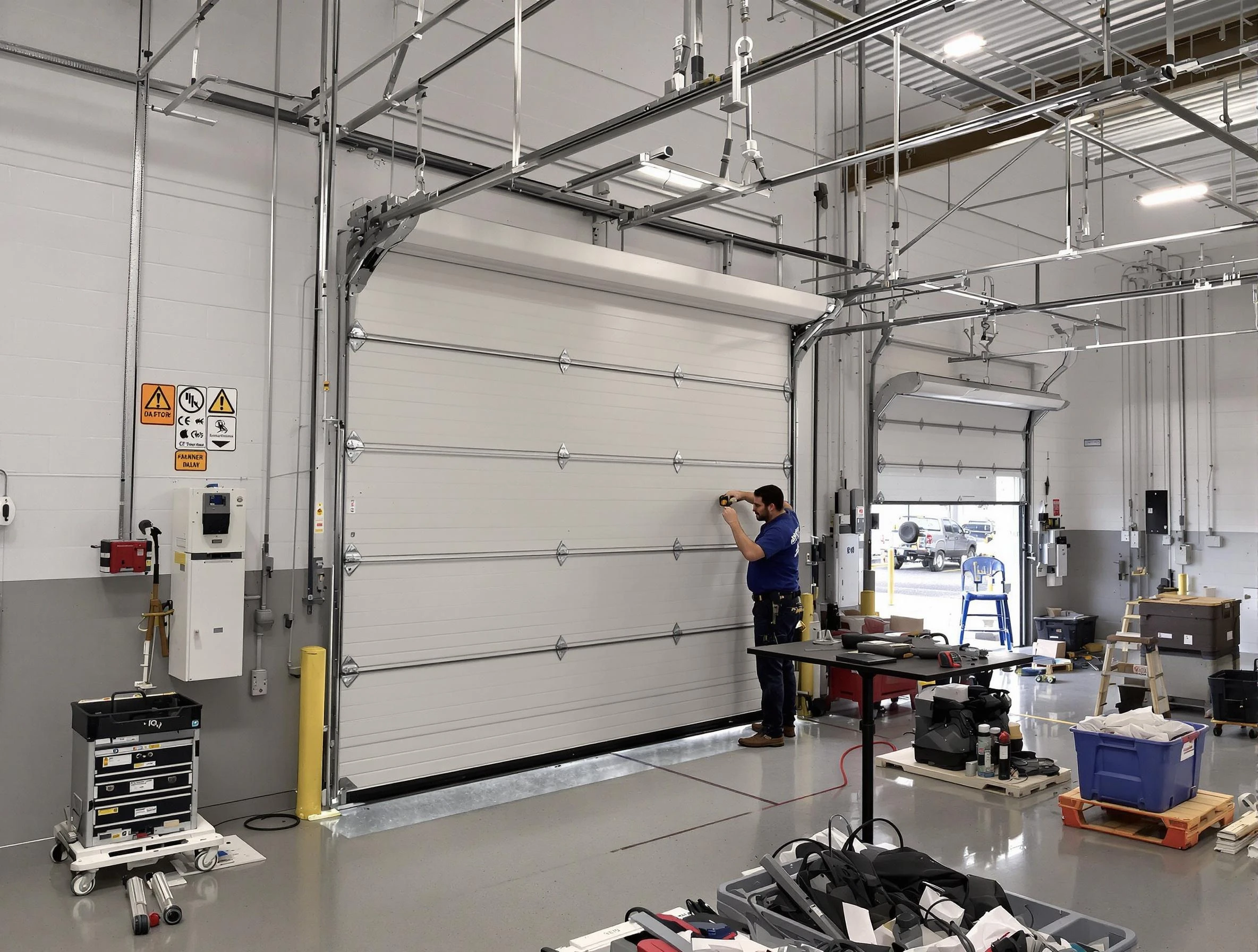 Commercial garage door repair being performed by Homewood Garage Door Repair expert in Homewood