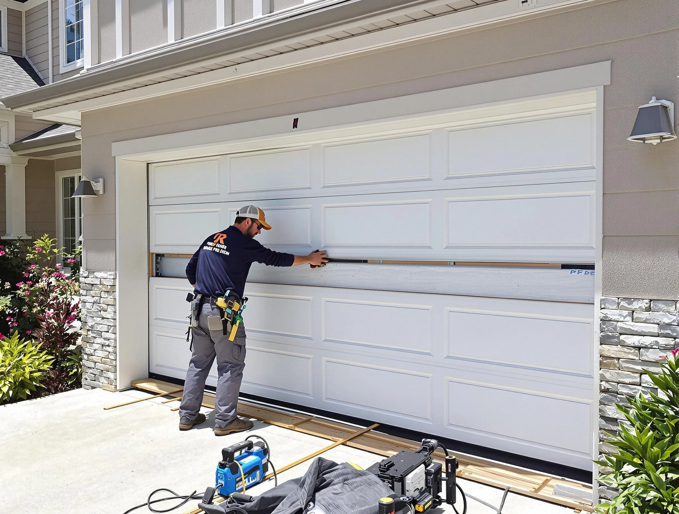 Homewood Garage Door Repair team performing complete garage door replacement at Homewood residence