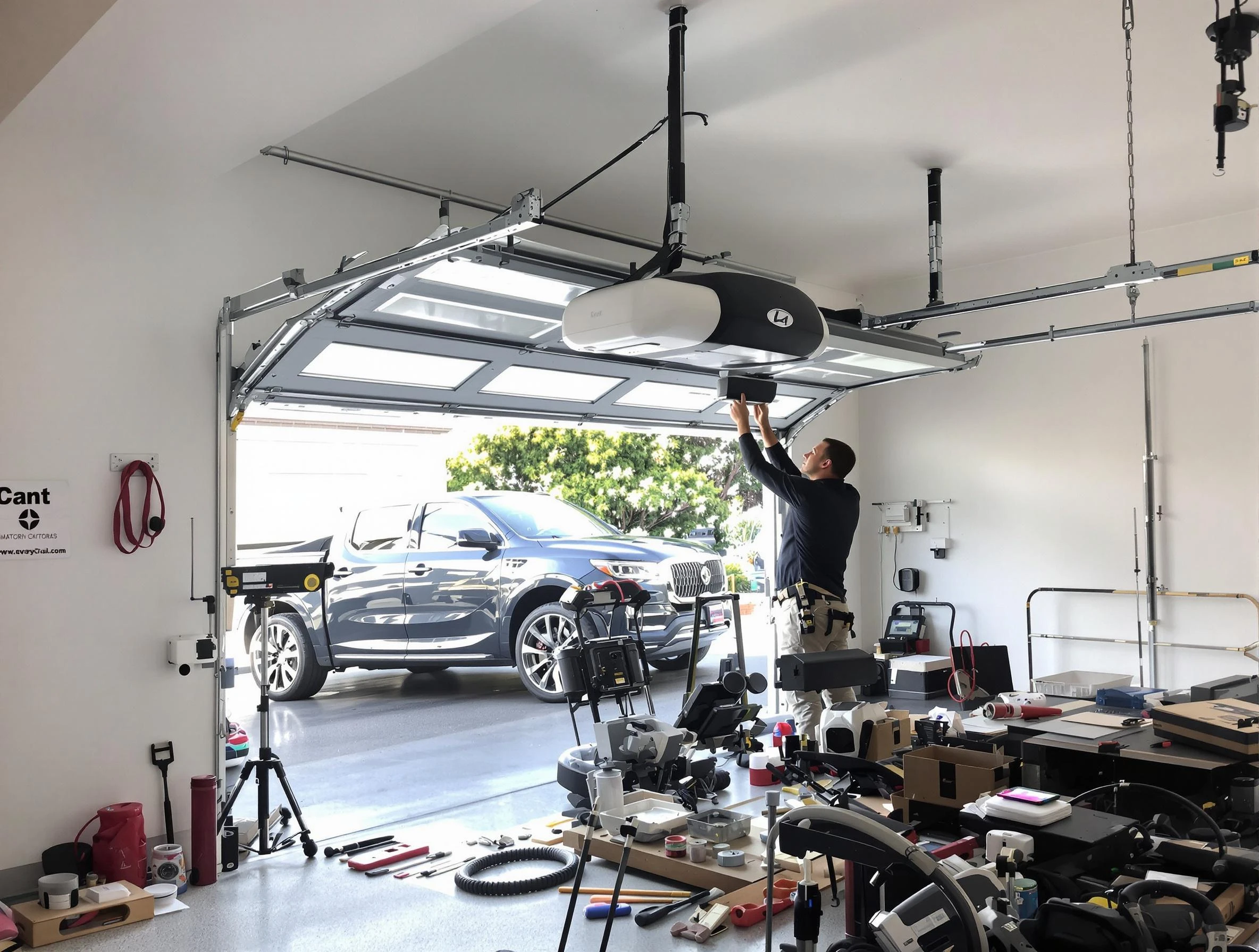 Homewood Garage Door Repair specialist installing smart garage door opener system in Homewood home