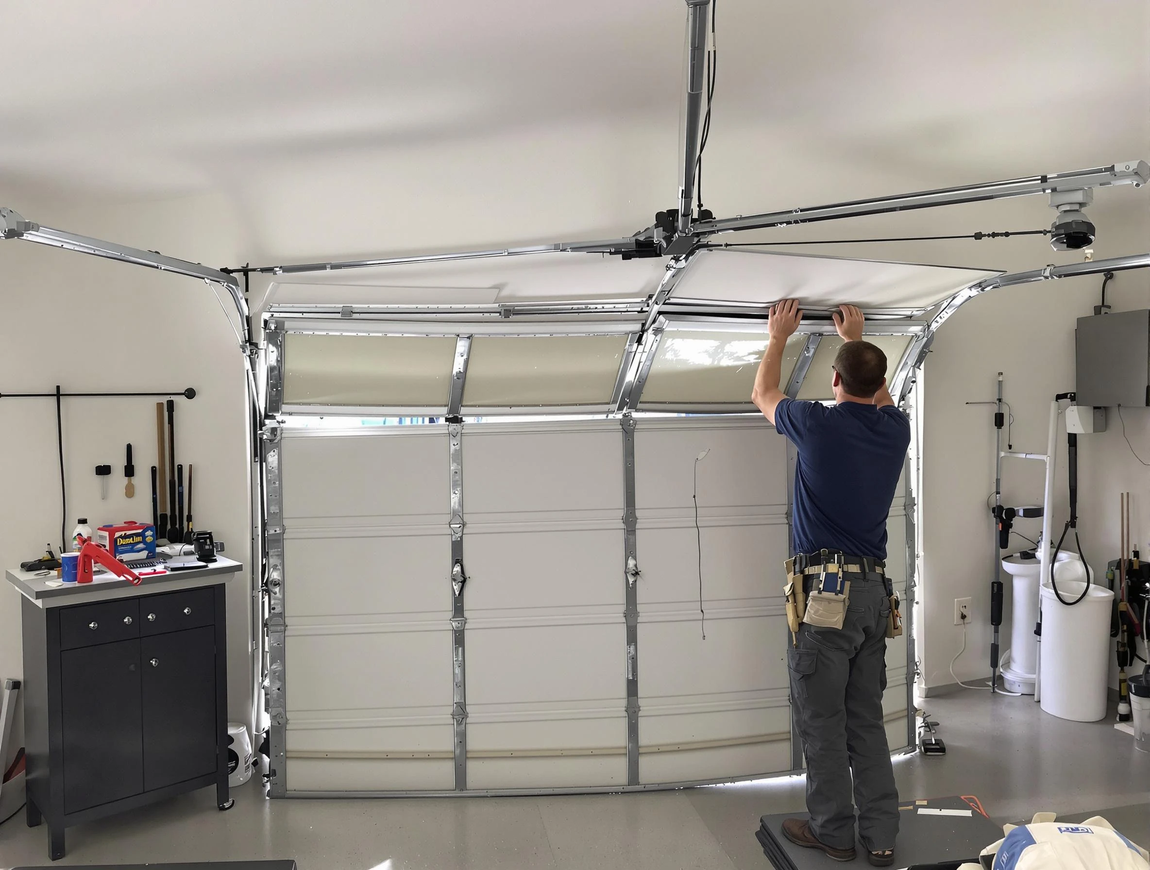 Homewood Garage Door Repair specialist performing precise section replacement on Homewood garage door