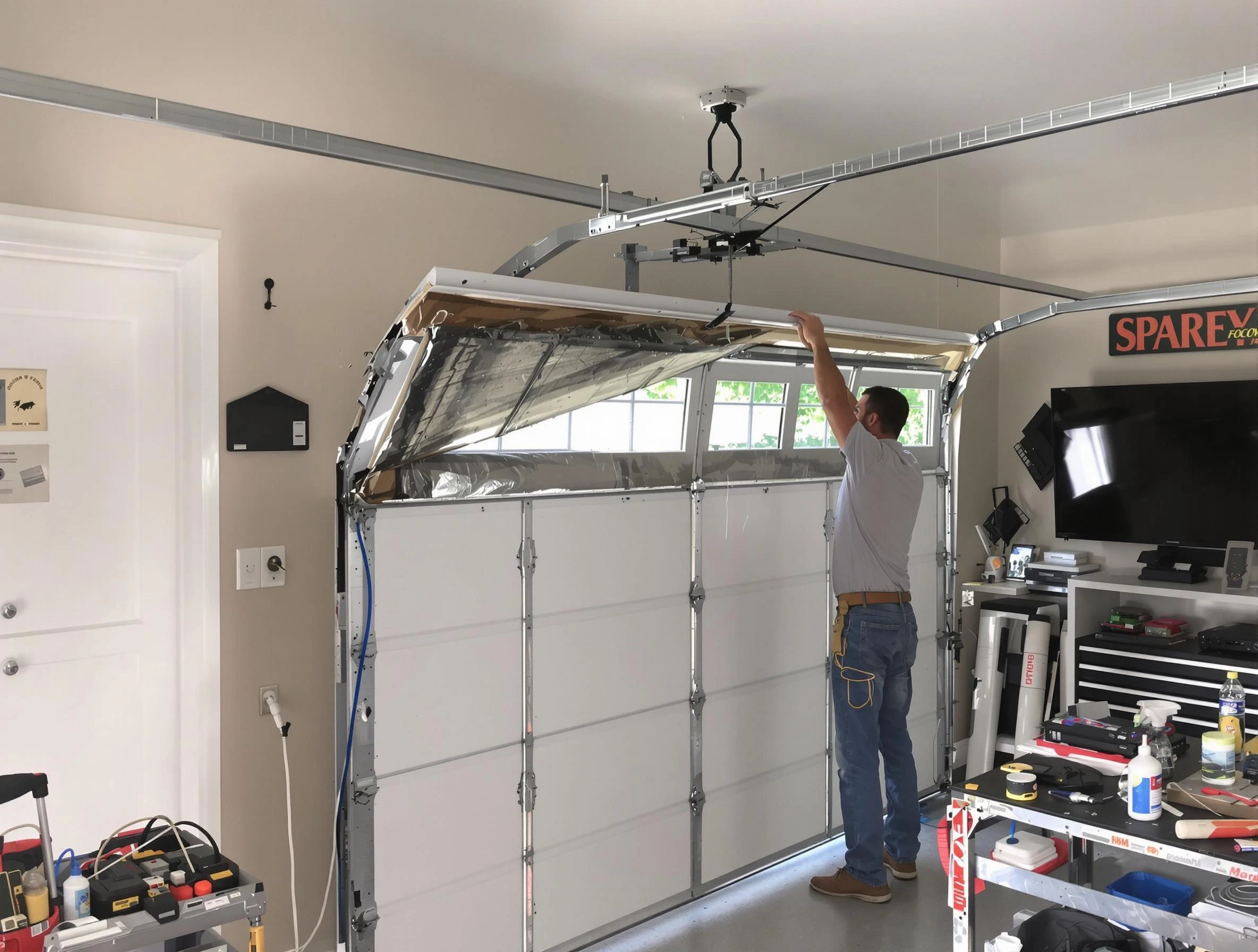 Garage door section replacement by Homewood Garage Door Repair in Homewood